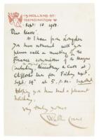 Autograph letter to Gertrude Massé regarding a meeting