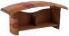 Small arch-topped leather bookcase for miniatures