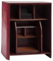 Multi-compartment leather bookcase for miniatures