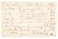 Manuscript receipt/bill for services rendered by Dr. William Van Buren, including an injection to a slave