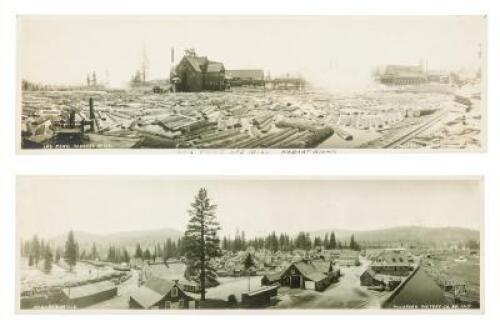 Two panoramic silver photographs of Hobart's Mills in Nevada County, California