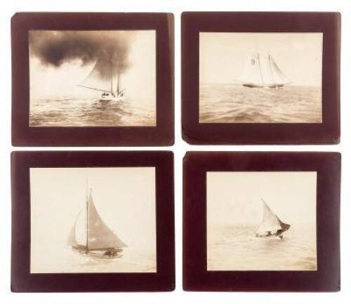 Four original albumen photographs of sailboats on San Francisco Bay