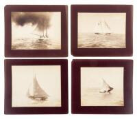 Four original albumen photographs of sailboats on San Francisco Bay