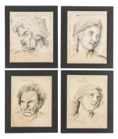 Nine eighteenth or early nineteenth century American ink and wash Physiognomy studies after Charles Le Brun depicting human emotions