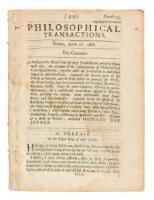 Issue of Philosophical Transactions with inquiries about various parts of the world, a giant lodestone, botany, birds, etc.