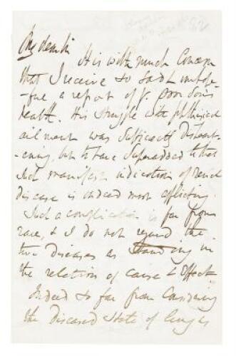 Letter from Thomas Addison to the father of an ailing patient, about his disease and prospects