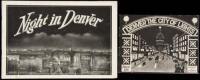 Two promotional booklets featuring night-time photographs of Denver, Colorado