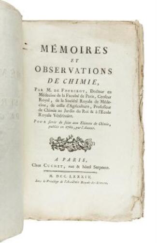 Mémoires et Observations de Chimie...Pour servir de suite aux Elémens de Chimie