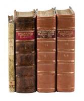 Four bound volumes of Philosophical Transactions, from 1699 to 1756