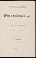 Historical Register of Officers of the Continental Army During the War of the Revolution, April, 1775, to December, 1783