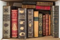 Shelf of religious works in leather or half leather bindings
