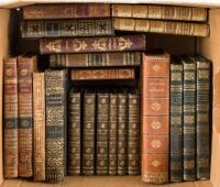 Shelf of 19th century Literature in leather or half-leather bindings