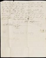 Autograph Letter, signed, regarding Guano from, the Island of Ichaboe