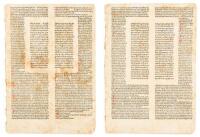 Eight original printed leaves from the Institutiones of Justinian I, with the Glossa ordinaria of Accursius