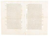 Four original printed leaves from the first edition of De humani corporis fabrica