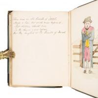 Manuscript notebook with 39 ink and watercolor drawings in illustration of 39 manuscript limericks