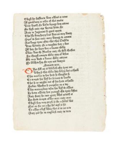 Original Leaf from Caxton's Chaucer, being a fragment of The Clerk's Tale