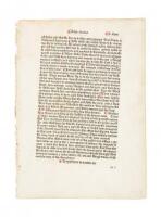 Original leaf from the Polycronicon, printed by William Caxton in 1482 at Westminster