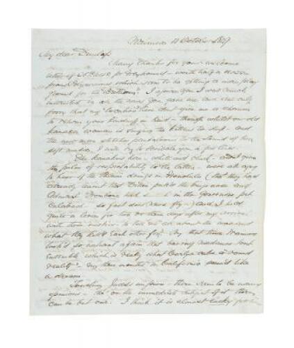 Letter by anti-missionary British-Hawaiian 49er who acquired Sacramento land from John Sutter and later befriended King Kamehameha