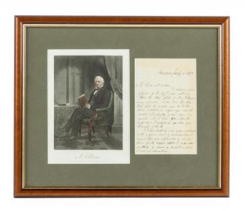 Autograph letter, signed, to Laura Holloway regarding the return of a steel engraving of Fillmore
