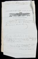 Three documents that are affixed together, regarding crew members of the whaling ship Richmond, commanded by Capt. Philander Winters