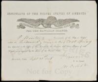 Printed document filled out in ink, regarding deposit of the Register of the whaling ship Richmond with the U.S. Consul at Honolulu