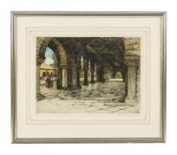 Original color etching of Stanford University