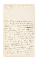 Free Black woman refused legal residence in Providence during the War of 1812 - manuscript document