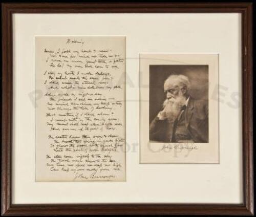 "Waiting" - manuscript poem signed by John Burroughs