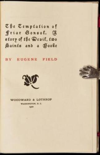 The Temptation of Friar Gonsol. A Story of the Devil, Two Saints and a Booke