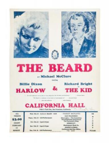 Original poster for performances of The Beard, signed
