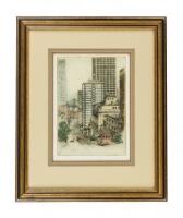 Original color etching of California Street, San Francisco