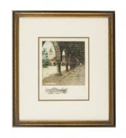 Original color etching of Stanford University