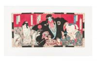 Color woodblock triptych of Japanese Actors