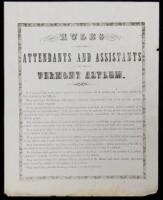 Rules for the attendants and assistants of the Vermont Asylum