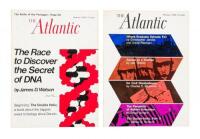 "The Double Helix" - two issues of Atlantic with the serialized portions of the work ahead of publication, each signed by Watson on the front wrapper