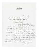 Letter from Sam Snead to golf club designer Robert Mendralla