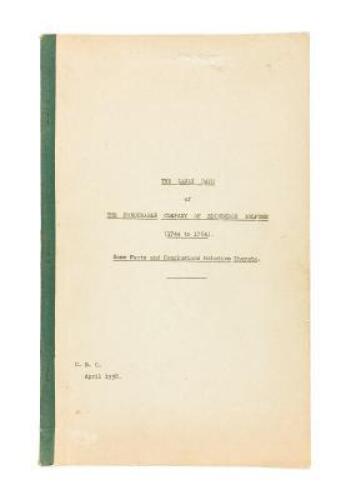 The Match Dinners of The Honourable Company of Edinburgh Golfers, 1744 to 1932