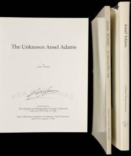 Three books and a press kit with Ansel Adams photographs, signed &/or inscribed