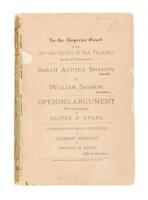 Sarah Althea Sharon, plaintiff, vs. William Sharon, defendant. 
Opening argument for defendant by Oliver P. Evans. Stenographically reported by Clement Bennett and Thomas R. Knox, official reporters