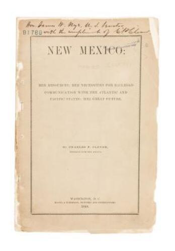 New Mexico: Her Resources; Her Necessities for Railroad Communication With the Atlantic and Pacific States; Her Great Future