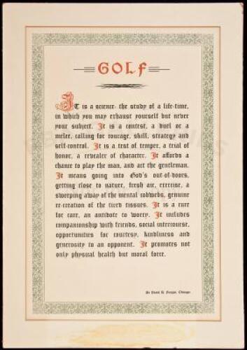 Golf - Broadside printing