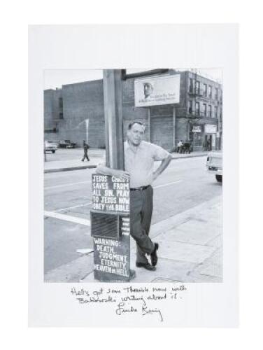 Photographic print of Charles Bukowski, signed by Sam Cherry and Linda King