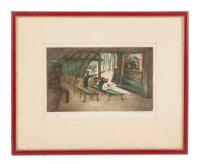 Enfant au Guignol - Original color etching