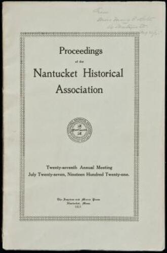 The Story of Golf - in Proceedings of the Nantucket Historical Association, 1921