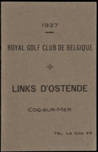 1937 Royal Golf Club de Belgique. Links d'Ostende, Coq-Sur-Mer