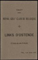 1937 Royal Golf Club de Belgique. Links d'Ostende, Coq-Sur-Mer