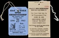 Two tickets for admission to two U.S. Opens - 1963 and 1981
