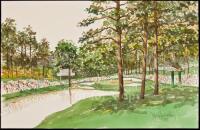 Original watercolor of the 16th hole at Augusta National