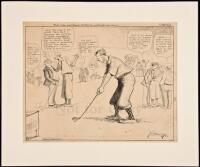 Original cartoon - "The Man Who Went South to Improve His Golf"